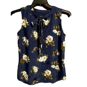 Talbots floral sleeveless tie front blouse top